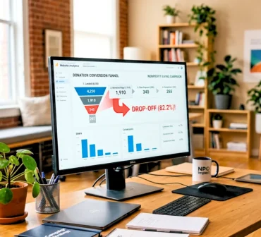 a dashboard shows a data of the nonprofit website not converting donors, website conversion rate and donor drop-off - detialed guide to recover by mission managers